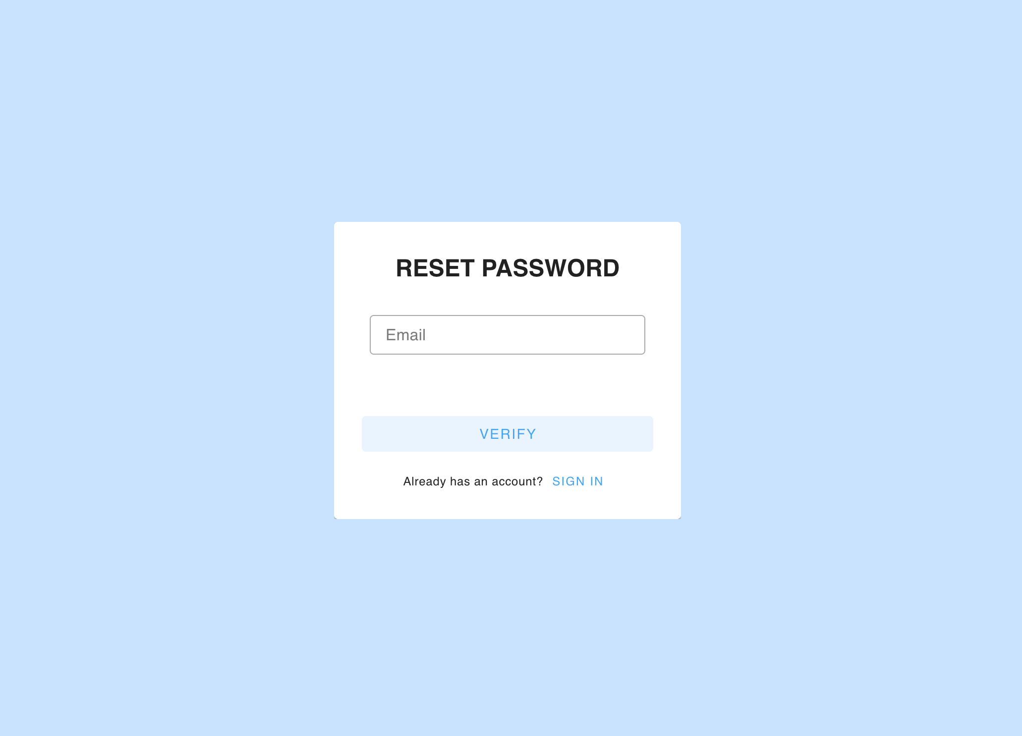 The Forgot password screen