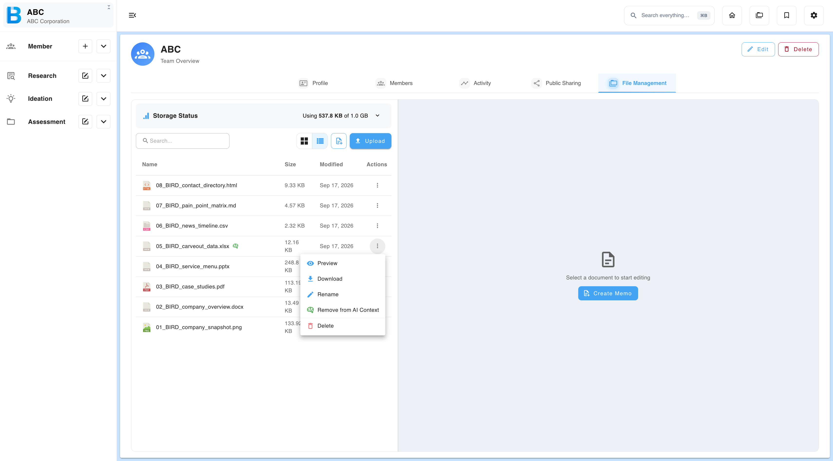 Adding a file as AI context