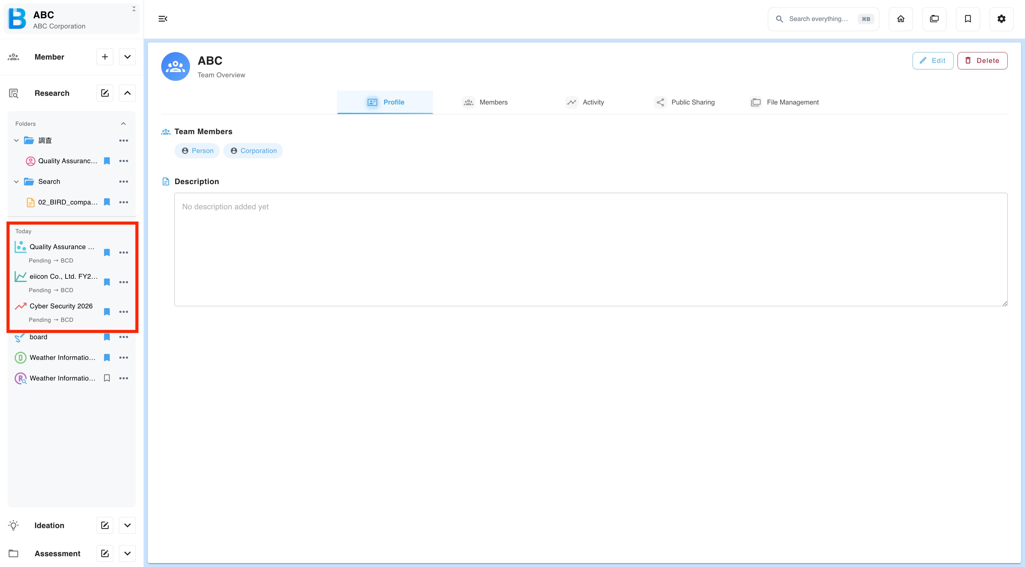 Items marked Pending in the sender's sidebar