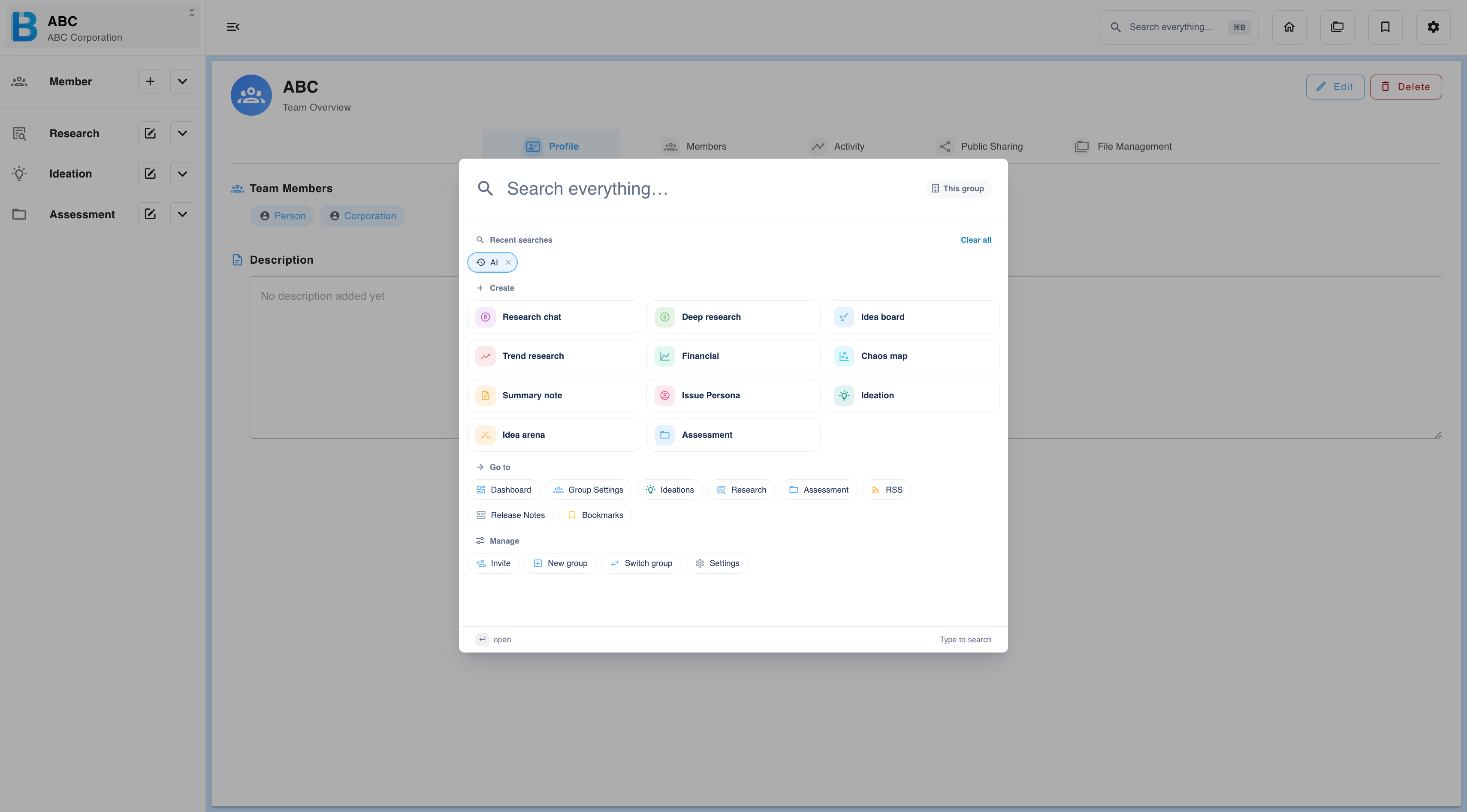 The search field in the top bar, showing the keyboard shortcut