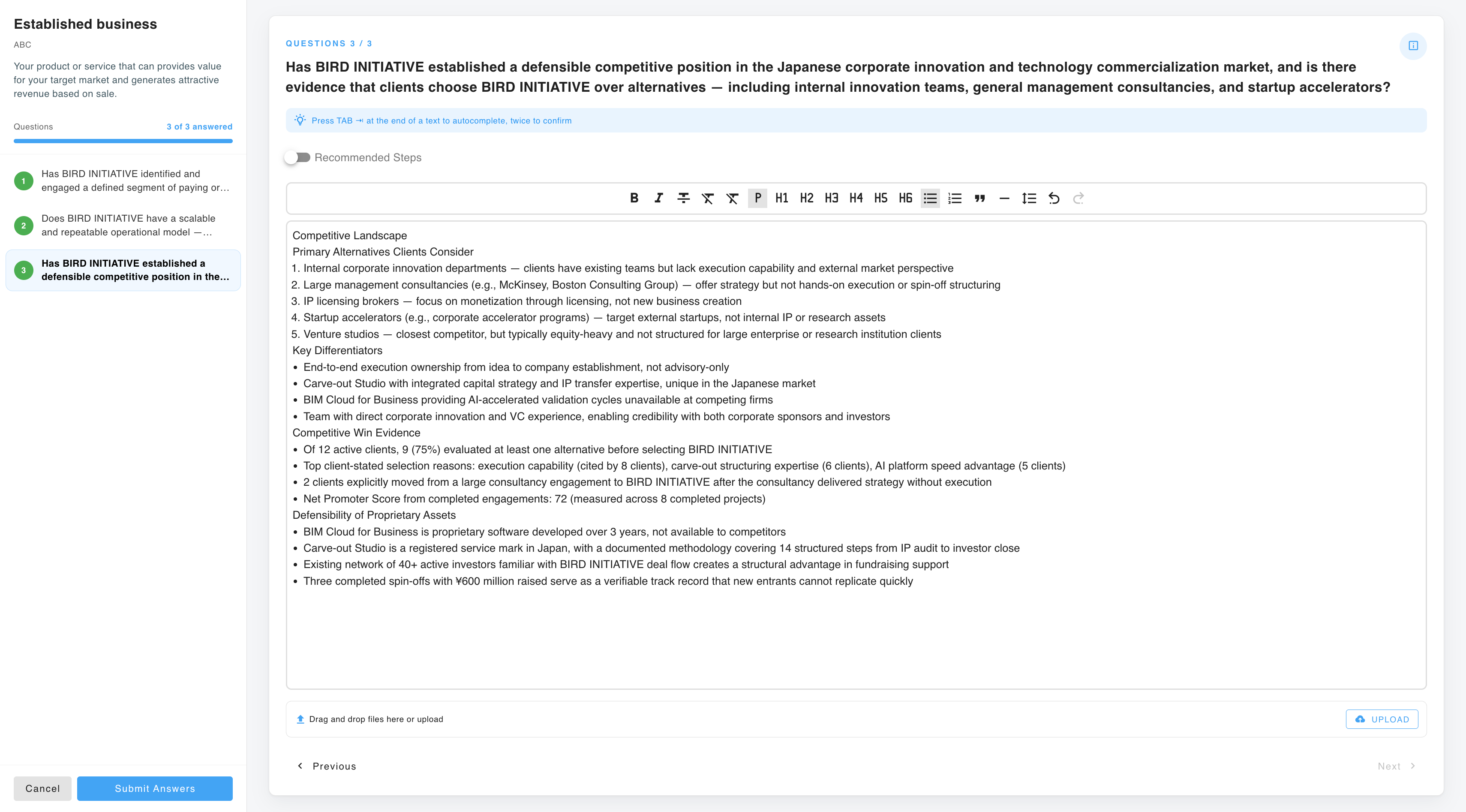 Answering the questions for the next readiness level
