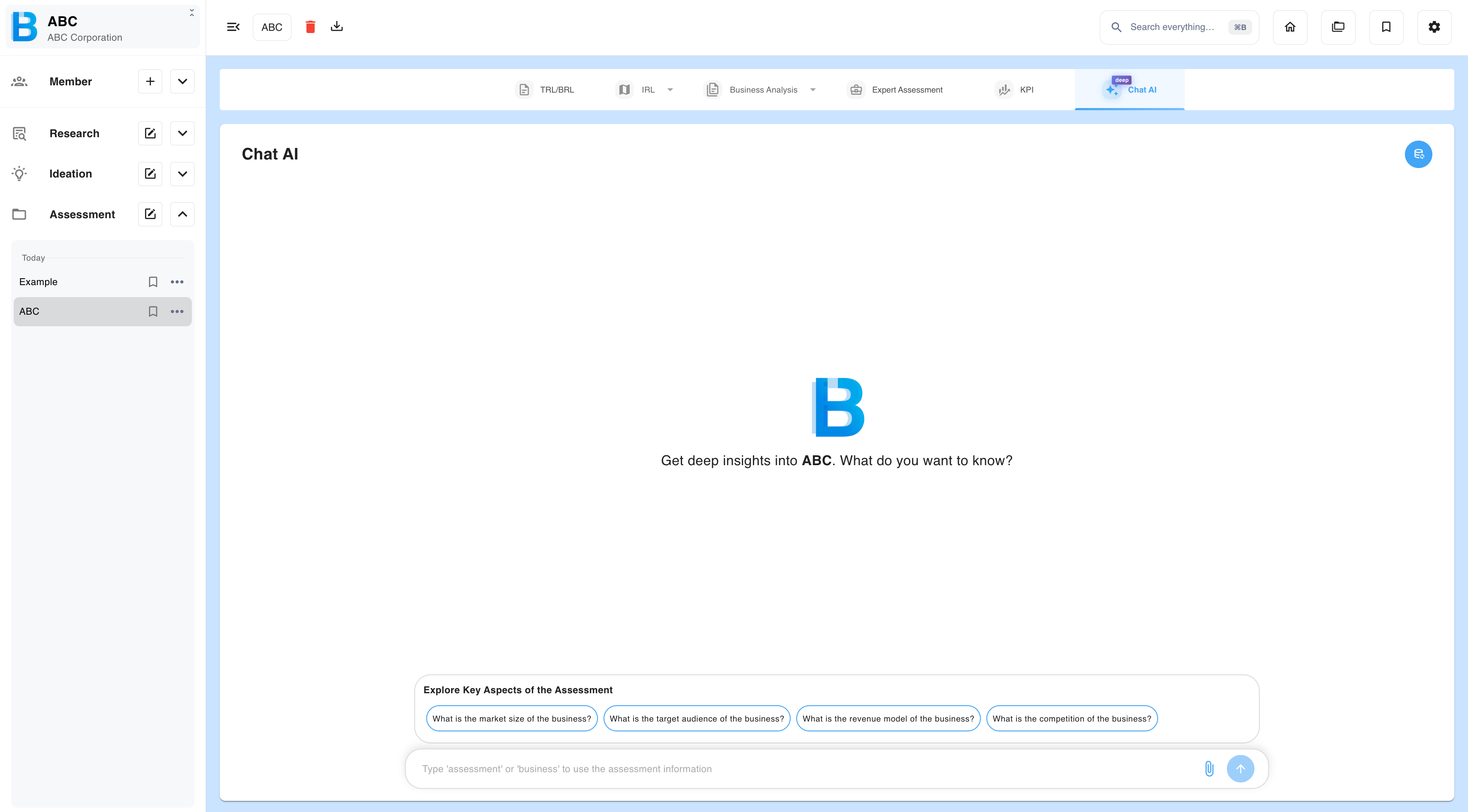 Chat AI inside an assessment